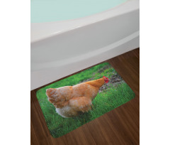 Chicken on Grass Farm Photo Bath Mat