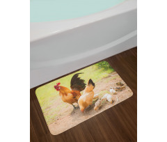 Chicken Family Photo Bath Mat