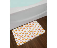 Doodle Chickens and Branches Bath Mat