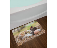 Little Chickens in Hay Eggs Bath Mat