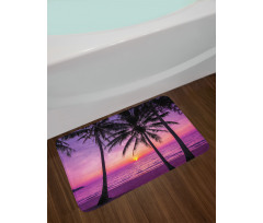 Palms Silhouette Purple Bath Mat