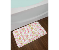 Vintage Peony Pattern Bath Mat