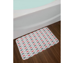 Skulls Red Hearts Bath Mat