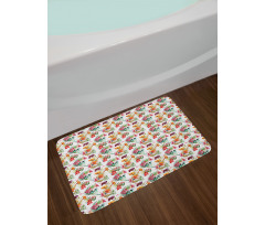 Lilies Blossoms Skull Bath Mat