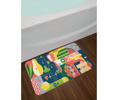 Abstract Modern Food Bath Mat