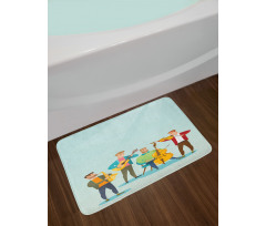 Cartoon Happy Band Concert Bath Mat