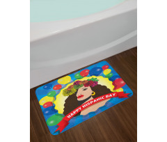 Pop Art Girl and Balloons Bath Mat