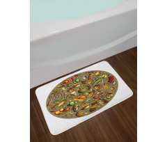 Colorful Doodles in Square Bath Mat