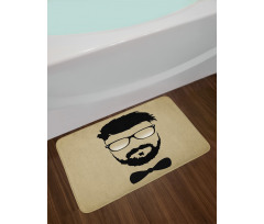 Hipster Boy Silhouette Bath Mat