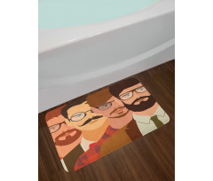 Male Hipster Characters Bath Mat