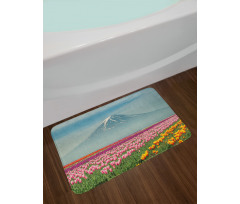 Colorful Japanese Tulips Field Bath Mat