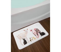 Ducks Pig Goat Bunnies Bath Mat