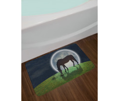 Horse on Hill Full Moon Bath Mat