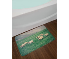 Sheep Grazing on Grass Bath Mat