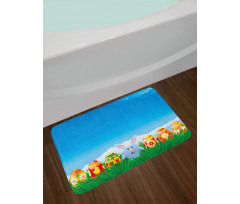 Cartoon Easter Rabbit Bath Mat