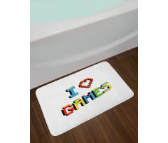 Love Video Games Pixel Art Bath Mat