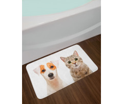 Portraits of Dog and Cat Bath Mat