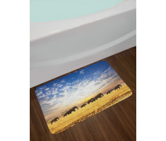 Wild Elephants Herd Bath Mat