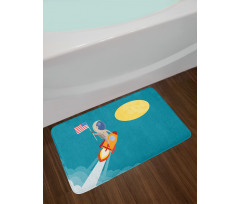 Astronaut Flying to the Moon Bath Mat