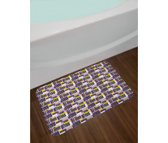 Modern Stripe and Squares Bath Mat