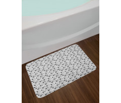 Monochrome Hibiscuses Sketch Bath Mat