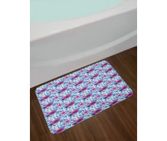 Watercolor Nosegay Flowers Bath Mat