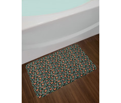 Flowers Bloom on Dark Bath Mat