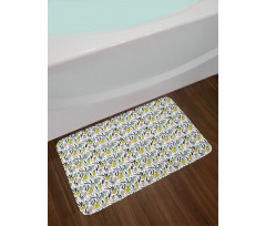 Birds and Abstract Plants Bath Mat