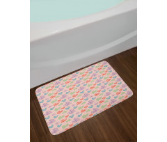 Fun Hearts in Pastel Colors Bath Mat