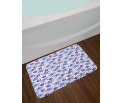 Abstract Roses on Stripes Bath Mat