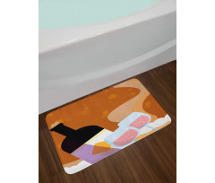 Rose Wine Bottle Cartoon Bath Mat