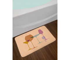 Wine Glasses Silhouette Art Bath Mat