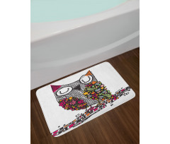 Geometric Floral Blossoms Bath Mat