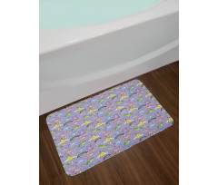 Unicorns Flying in Sky Bath Mat