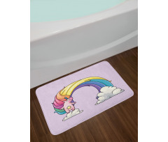 Funny Unicorn Colorful Mane Bath Mat