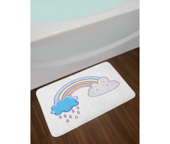 Raining Clouds Cartoon Art Bath Mat