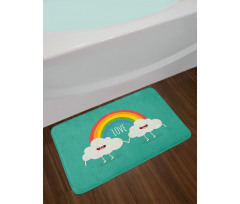 Love Wording Happy Clouds Bath Mat