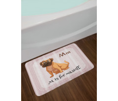 Cartoon English Mastiff Bath Mat