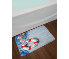 Fishing Net Wood Seashell Bath Mat