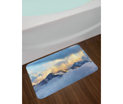 Snowy and Cloudy Peak Bath Mat