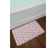 Funny Spring Cartoon Flowers Bath Mat