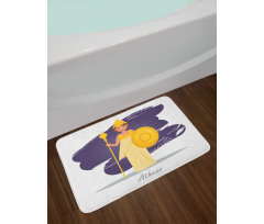 Calligraphic Lady in Armour Bath Mat