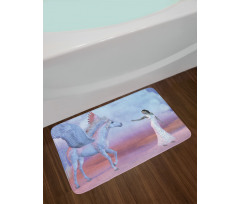 Dreamy Lady and Angel Horse Bath Mat