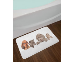 Pets Peeking over Wall Bath Mat