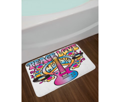 Peace Love Vinyl Music Bath Mat