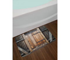 Rustic Rural Wood Door Bath Mat