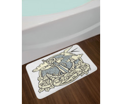 Anchor and Roses Clouds Bath Mat