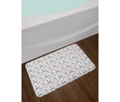 Pastel Polar Bear Pattern Bath Mat