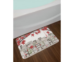 Japanese City Art Panorama Bath Mat