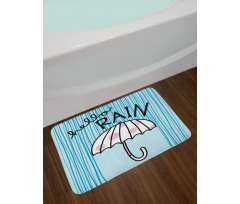 Hello Rain Wording Umbrella Bath Mat